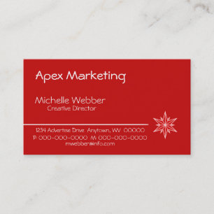 Sleek Starburst Business Card, Red Card