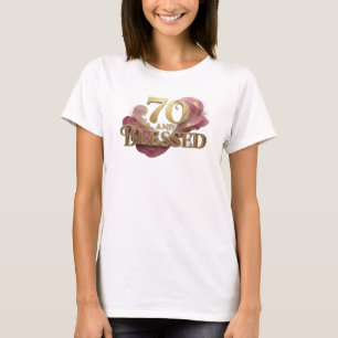 Sleek & Stylish 70 AND BLESSED Creative Print T-Shirt