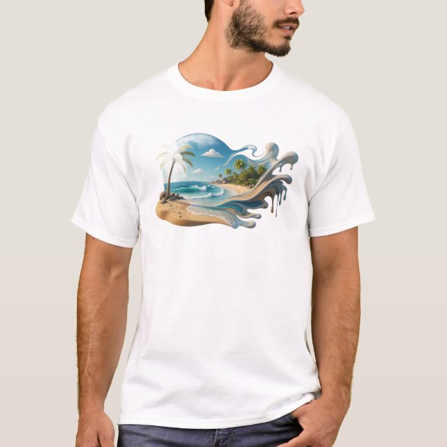 Sleek & Stylish BEACH ABSTRACT Statement Design T-Shirt (Front)