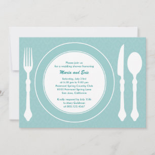 Sleek Tabletop Wedding Shower Invitation Turquoise