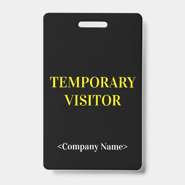 Sleek "TEMPORARY VISITOR" Badge (Front)