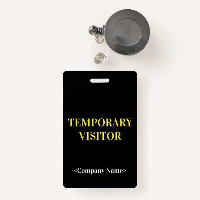 Sleek "TEMPORARY VISITOR" Badge (Front with Retractable)