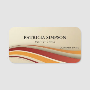 Sleek Unique Red, Orange, Yellow And Beige: Modern Name Tag
