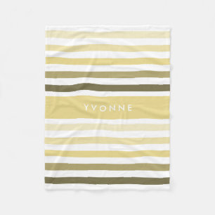 Sleek Variegated Stripes and Name in Pastel Yellow Fleece Blanket