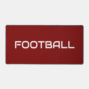 Sleek White FOOTBALL Text On Deep Bold Red Desk Mat