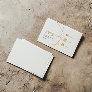 Sleek white modern social media icons geometric business card