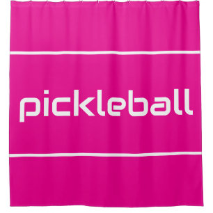Sleek White PICKLEBALL Text Stripes On Bright Pink