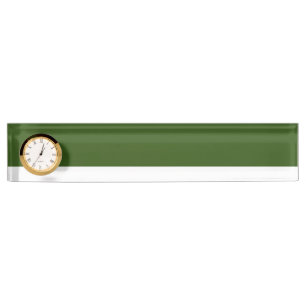 Sleek Winter Forest Green White Colour Block Clock Nameplate