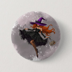 Sleek witch's boton Halloween 2 Inch Round Button