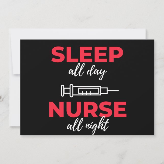 Sleep All Day Nurse All Night Holiday Card (Front)