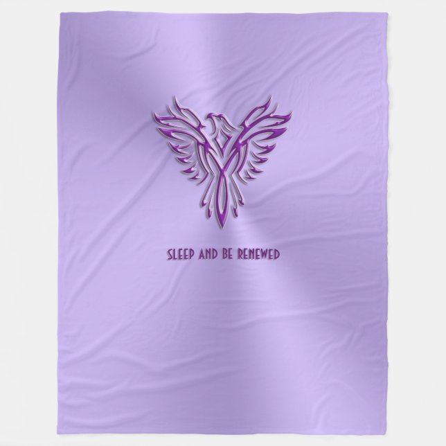 Sleep and be refreshed - Purple Phoenix Rising Fleece Blanket (Front)