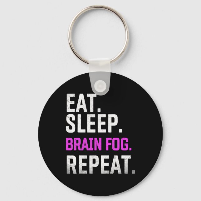 Sleep Brain Fog Repeat Fibromyalgia Awareness Lupu Keychain (Front)