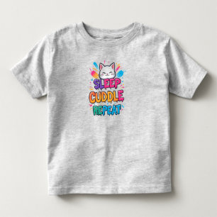 Sleep Cuddle Repeat: Colourful Cat Toddler T-shirt