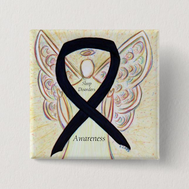 Sleep Disorders Awareness Angel Black Ribbon Pin (Front)