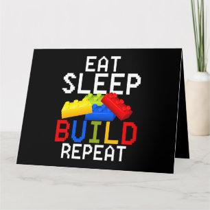 Sleep Eat Build Repeat Blocks Building Bricks Mast Card