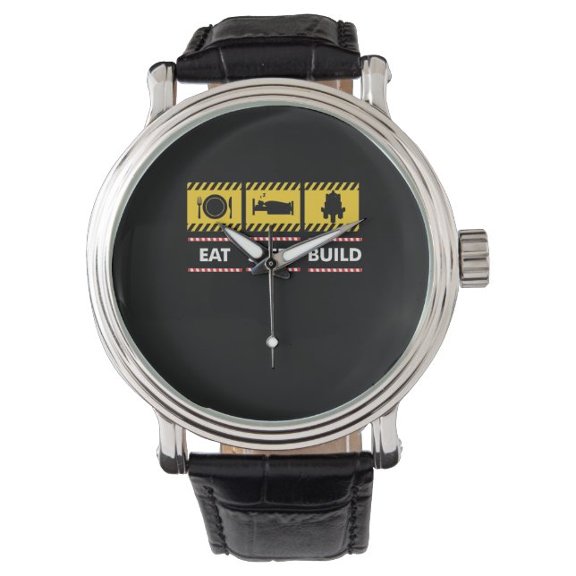 Sleep Eat Build Repeat Building Blocks Bricks Watch (Front)