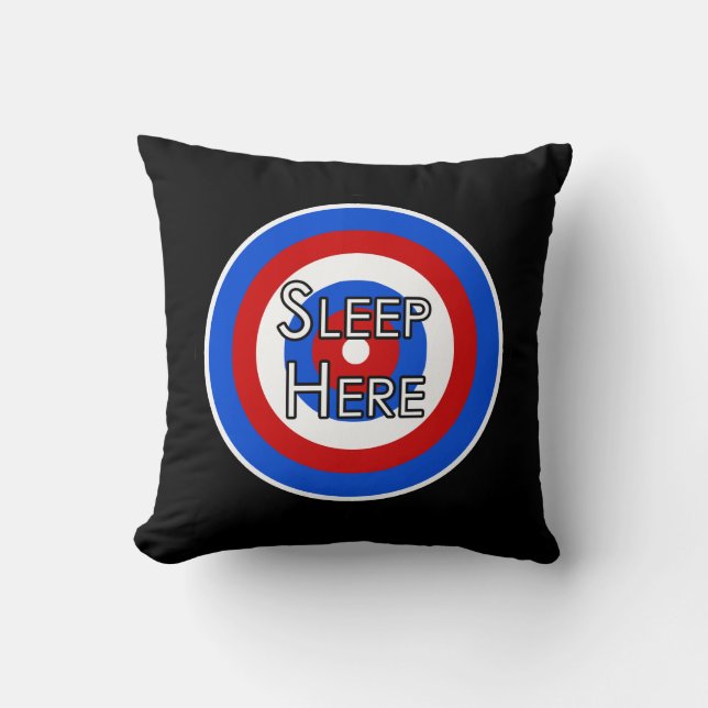 "Sleep Here" Target Funny Pillow (Front)