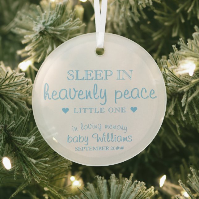 Sleep In Heavenly Peace Baby boy Loss Remembrance Glass Ornament (Insitu)