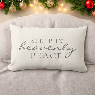 Sleep in Heavenly Peace Holiday Typography Ivory Lumbar Pillow