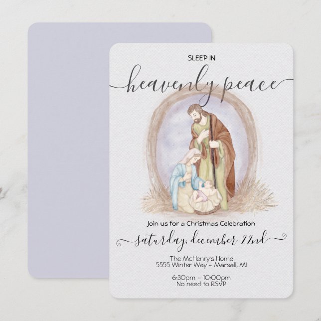 Sleep in Heavenly Peace Nativity Christmas Invitation (Front/Back)