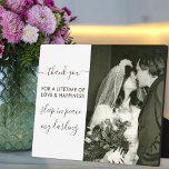 Sleep in Peace Script Photo Remembrance Plaque<br><div class="desc">Elegant photo remembrance plaque in loving memory of your partner. The remembrance wording is fully editable and currently reads "thank you for a lifetime of love and happiness sleep in peace my darling". It is lettered in handwritten script and uppercase typography. You can keep or personalize as much of the...</div>
