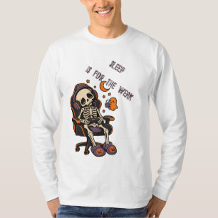 Sleep Is For The Weak Halloween Gaming Skeleton T-Shirt