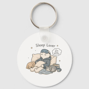 Sleep Lover Five More Minutes Funny Sleep Meme Keychain