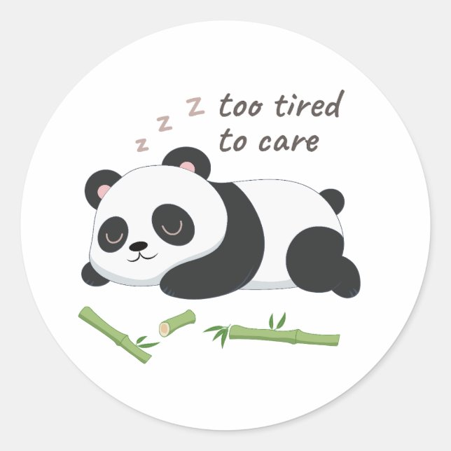Sleep Mode Panda – Cute Lazy Bear Art Classic Round Sticker (Front)