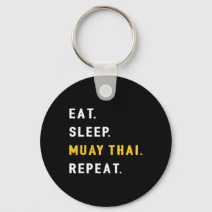 Sleep Muay Thai Funny Mma Kickboxing Eat Keychain