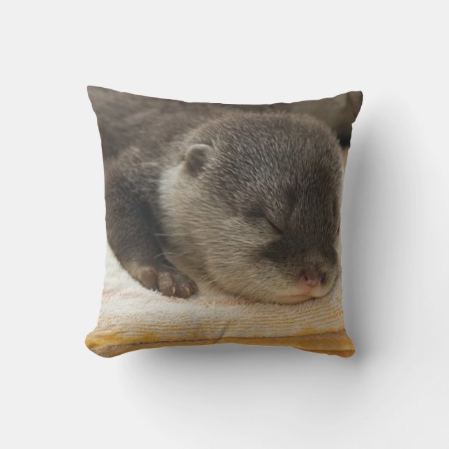 Sleep Otter Throw Pillow (Front)