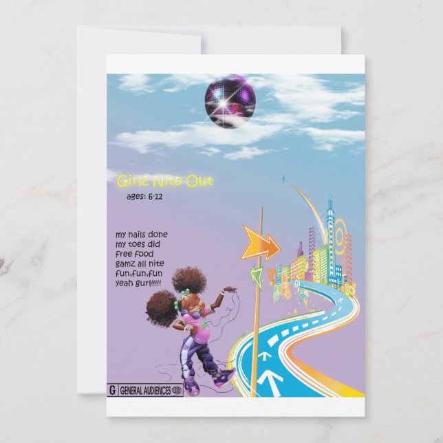 Sleep Over for girls Invite Card (Front)