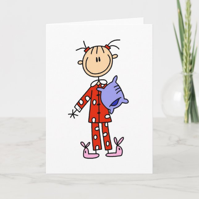 Sleep Over Girl In Her Pyjamas Card (Front)
