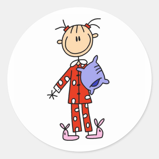 Sleep Over Girl In Her Pyjamas Sticker (Front)