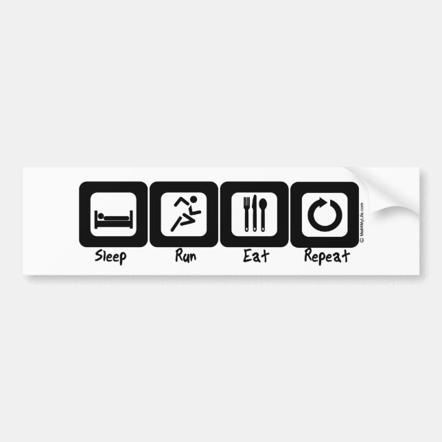 Sleep Run Eat Repeat Bumper Sticker (Front)