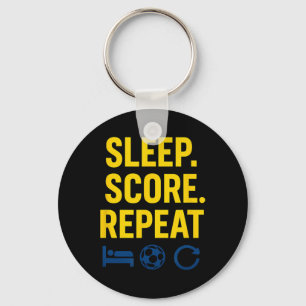 Sleep Score Repeat Soccer Fan Novelty Graphic Keychain