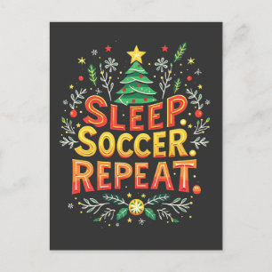 Sleep Soccer Repeat Christmas Tree Soccer Lover  Postcard