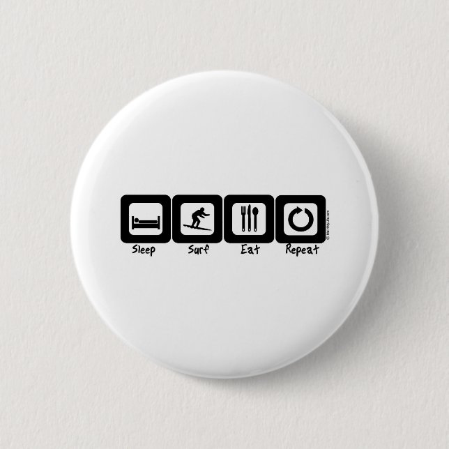 Sleep Surf Eat Repeat 2 Inch Round Button (Front)