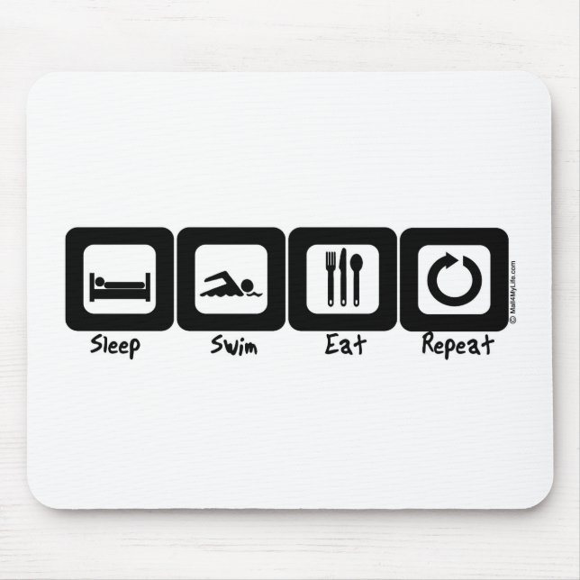 Sleep Swim Eat Repeat Mouse Pad (Front)