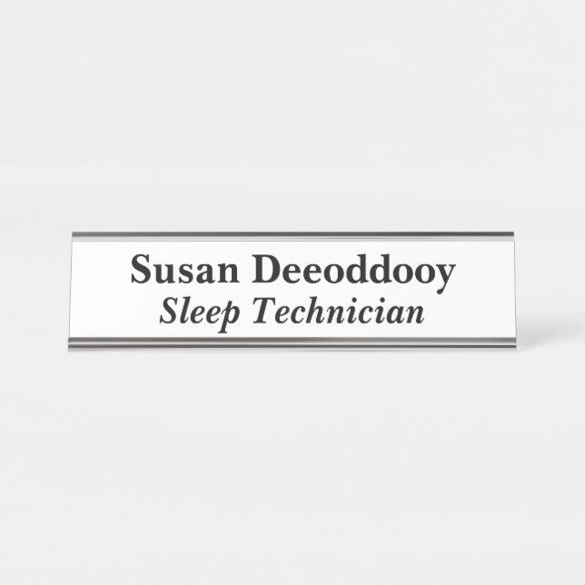 Sleep Technician White Desk Name Plate (Front)