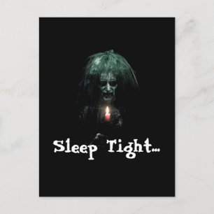Sleep Tight... Scary Old Lady Postcard