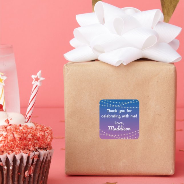 Sleep Under Half Sleep Over String Lights Party Square Sticker (Party)