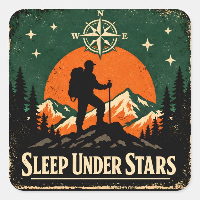 Sleep Under Stars – Stargazing Camper Nature Square Sticker (Front)