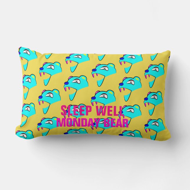 Sleep Well Monday Bear Lumbar Pillow (Front)