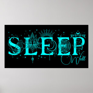 Sleep well spiritual wall art Stars Lotus moon 