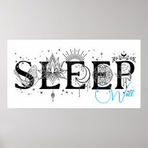 Sleep well spiritual wall art Stars Lotus moon 