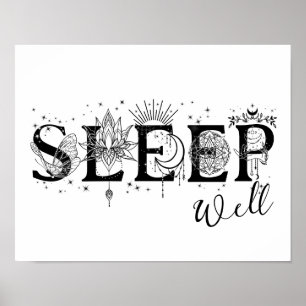 Sleep well spiritual wall art Stars Lotus moon 