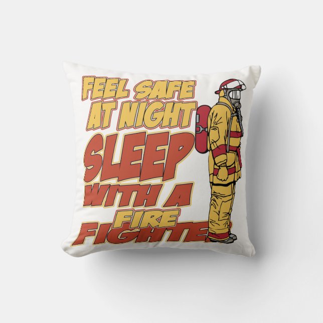 Sleep with a Firefighter Throw Pillow (Front)
