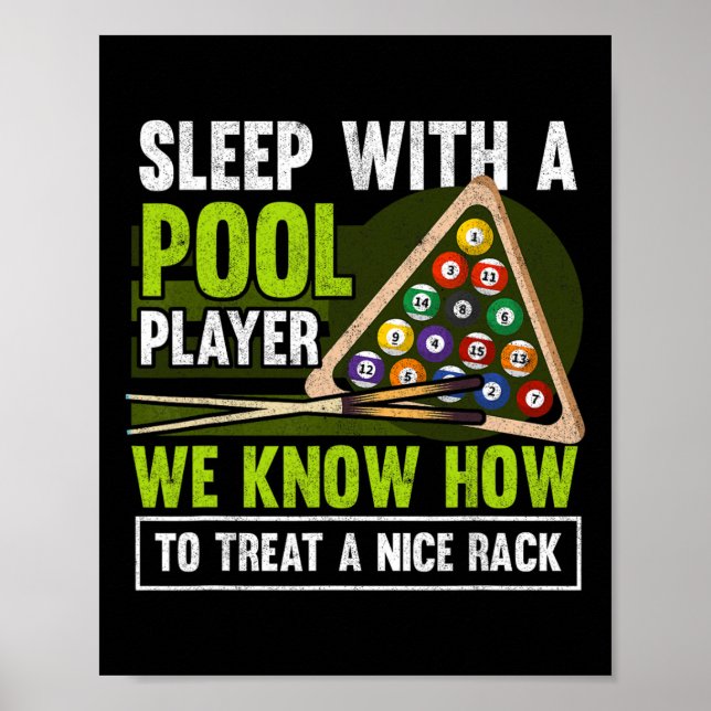 Sleep With A Pool Player Funny Billiards Player  Poster (Front)