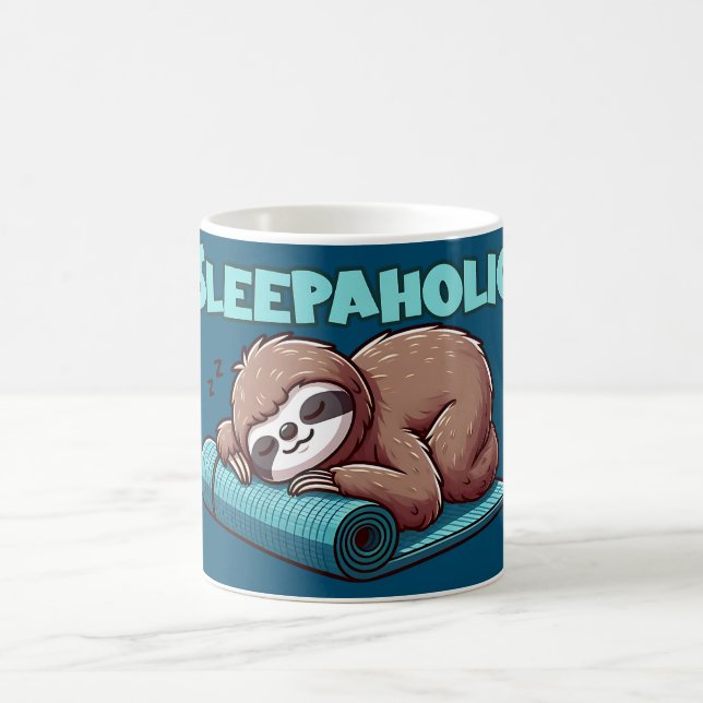 Sleepaholic - Sleeping Sloth On Yoga mat  Coffee Mug (Center)
