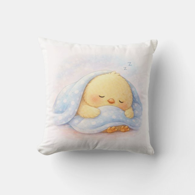 Sleeping Alma Throw Pillow | Cute Chick Cushion (Front)
